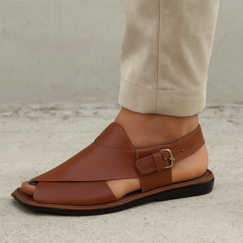 Classic Brown Peshawari Chappal | Traditional Handmade Footwear